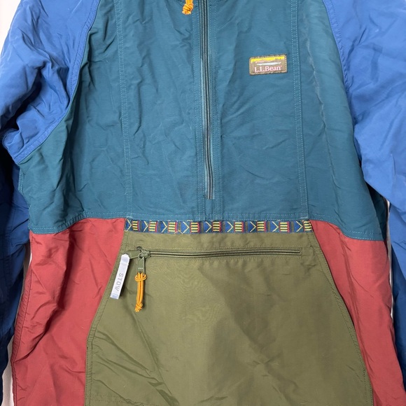 LL Bean Mountain Classic Anorak Women's Size L Hood Color Block Jacket Nylon - Picture 12 of 12